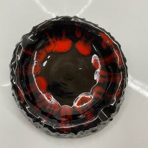 Mid-Century Sunburst Splatter Hand Made Ceramic Bowl Ashtray